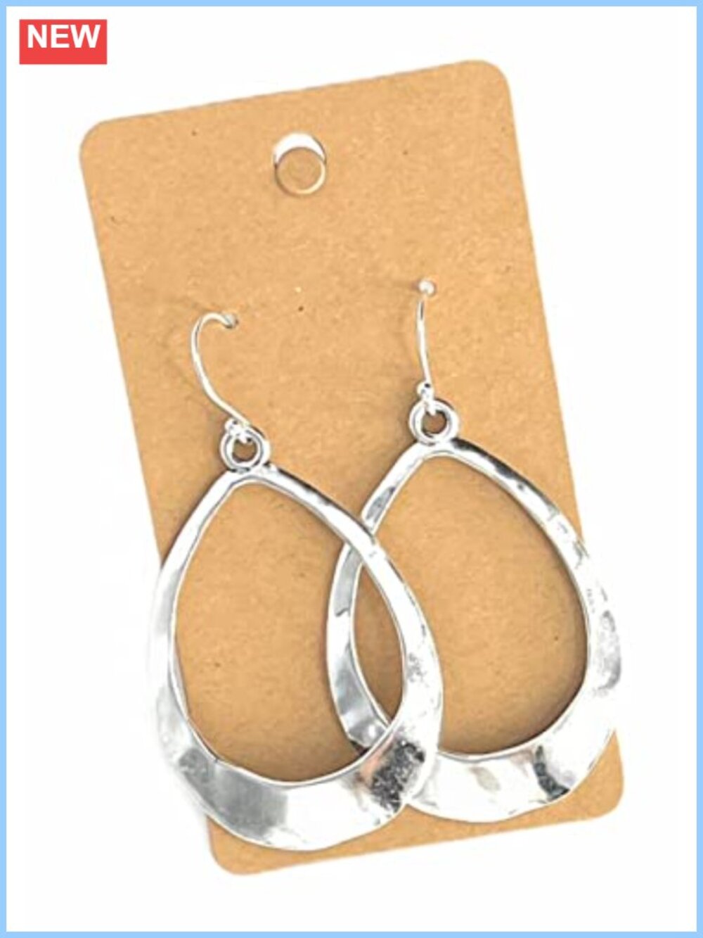Teardrop Hoop Sterling Silver Earrings Boho Statement Jewelry
